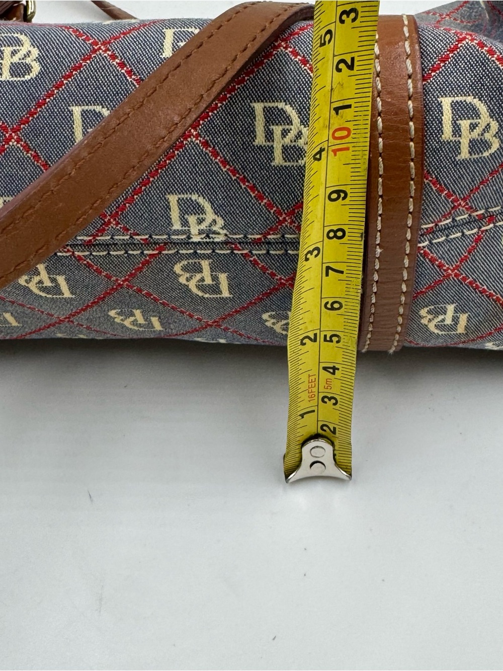 Dooney & Bourke Gray Logo Barrel Shoulder Bag with Brown Trim - Picture 9 of 9